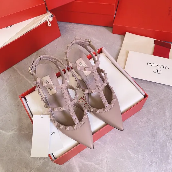 Valentino Women Beige Leather Studded Pumps product photo