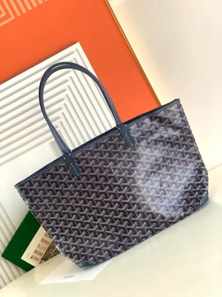 Goyard Navy Blue Goyardine Coated Canvas and Leather Saint Louis PM Tote product photo