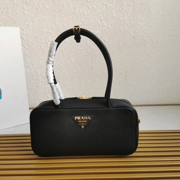 Prada Medium Leather Top-Handle Bag in Black product photo