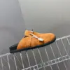 Hermès Women Tan Suede-Effect Closed-Toe Mules product view 2