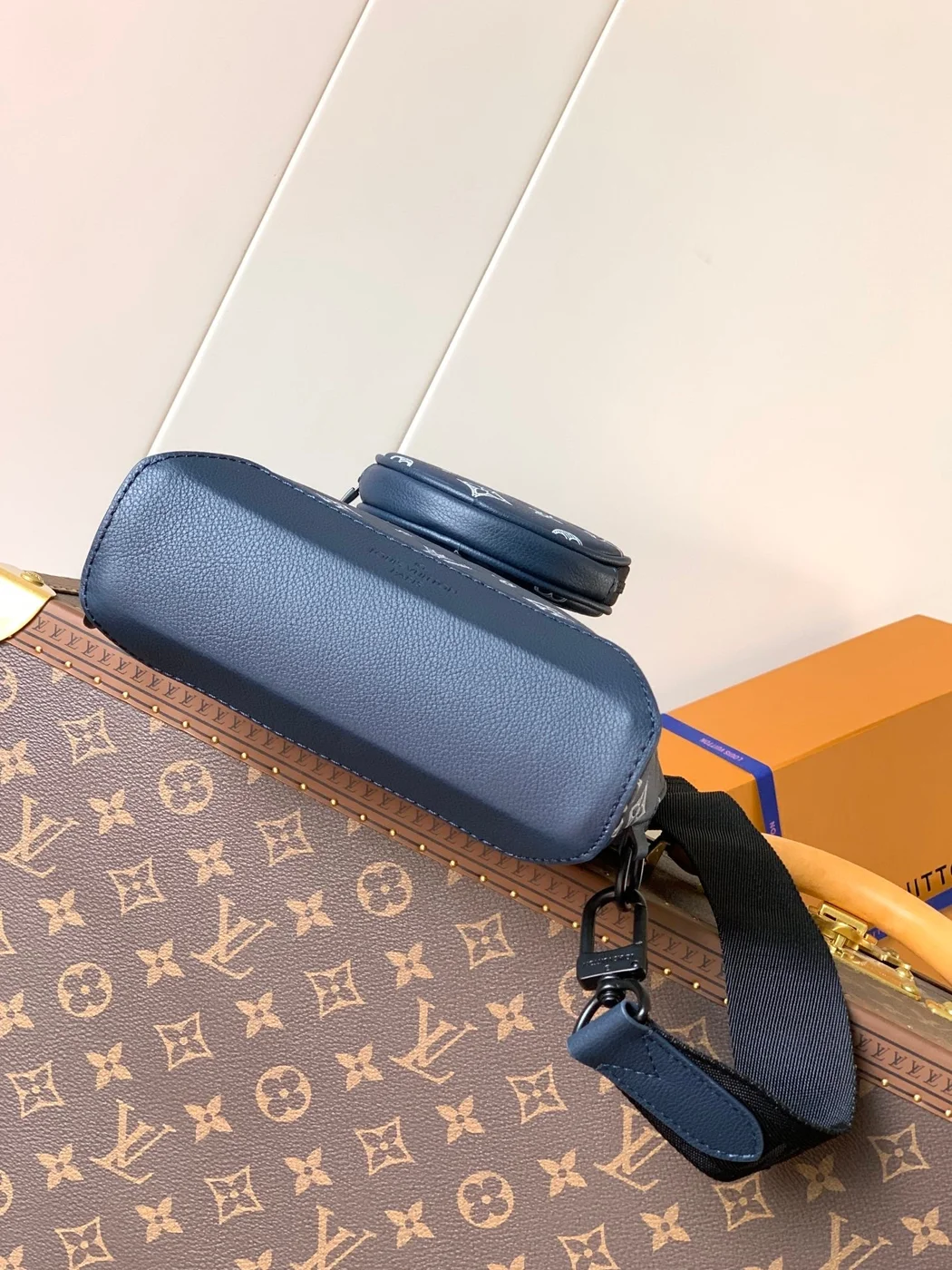 Louis Vuitton Duo Crossbag Bag 42 In Blue And White Monogram Shadow Cowhide product view 7