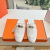 Hermès Women White Leather Mules — Metal-Bar Loafer Style product view 1