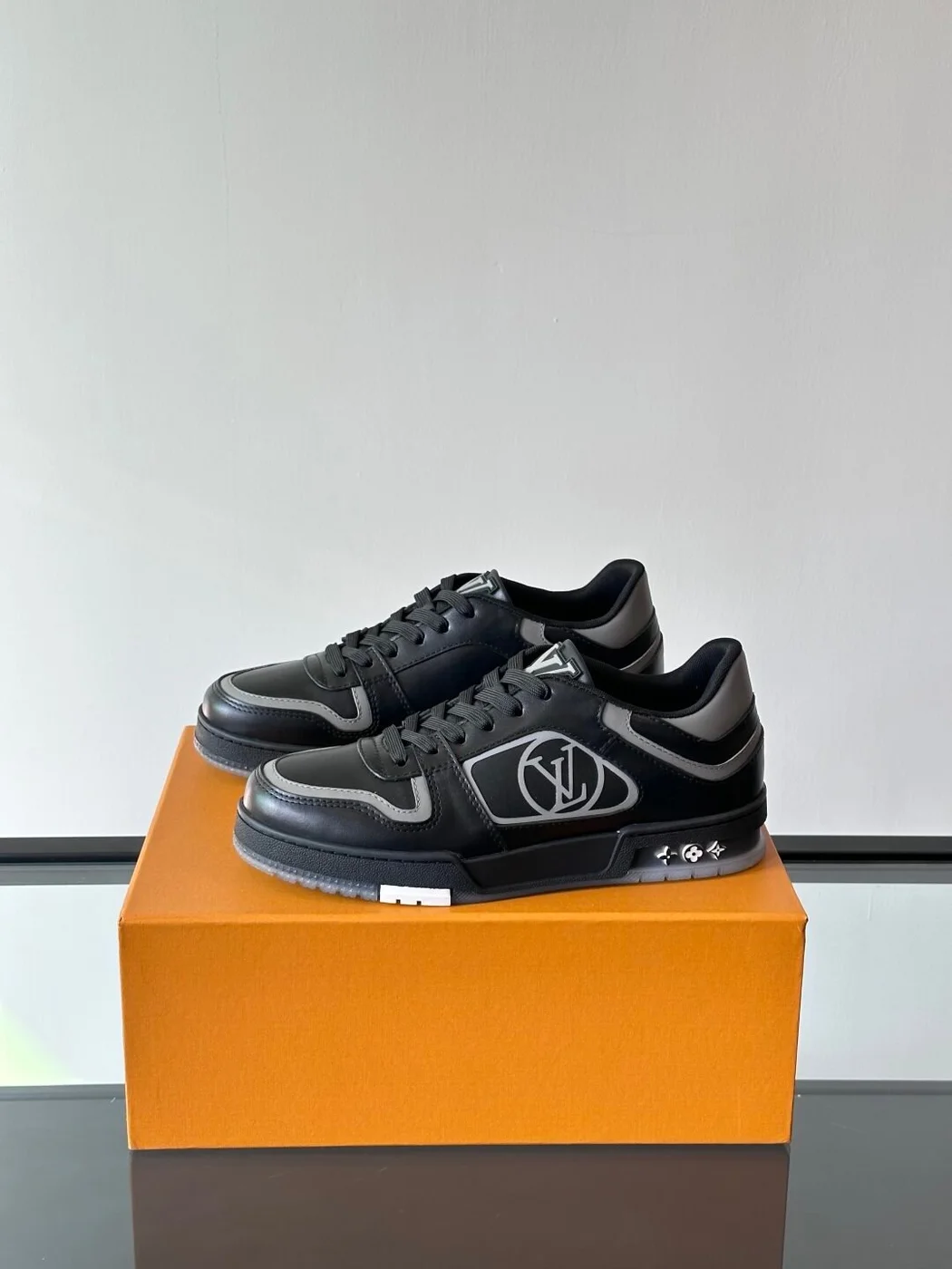 Louis Vuitton Men Sneakers — Black with Oval LV Side Detail product view 3