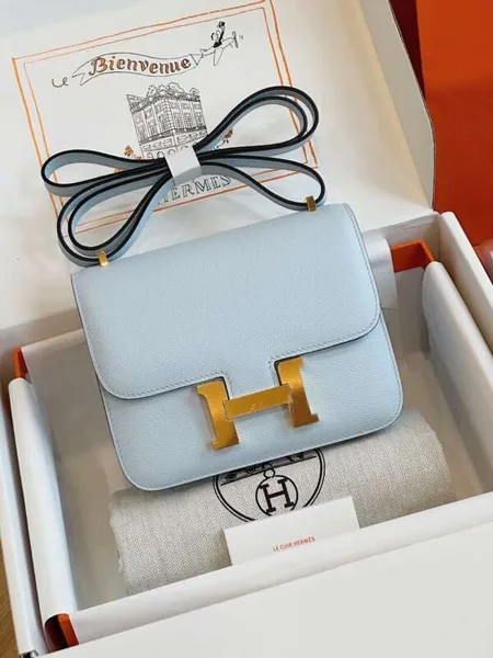 Hermès Constance Bag Epsom Gold Light Blue Handbags 19 cm product photo