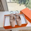 Hermès Women Beige Leather Mary Jane Flats product view 2