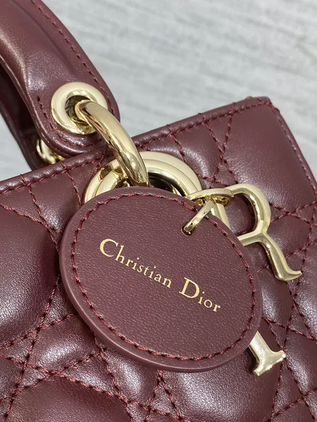 Dior Small Lady D‑Joy Bag 19 In Burgundy Gold Hardware product view 7
