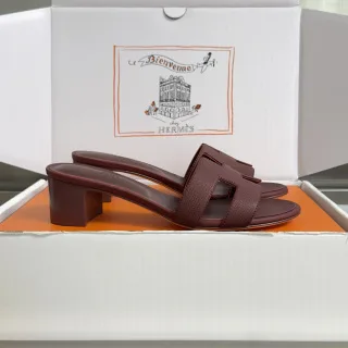 Hermès Oran Heeled Sandals — Dark Brown product view 2
