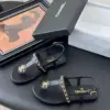 Chanel Women Black Leather Chain Detail Flat Sandals product view 2