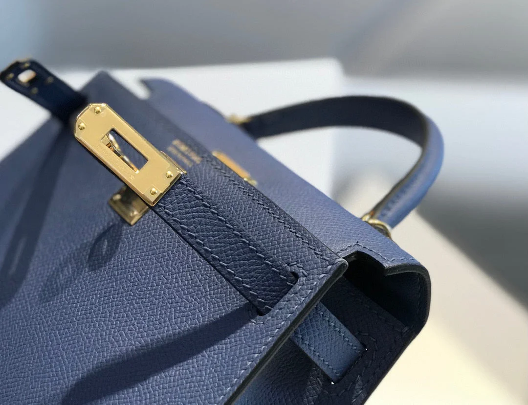 Hermès Mini Kelly Blue with gold-tone hardware Bag product view 6