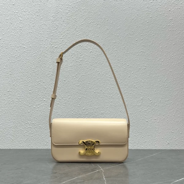 Celine Triomphe Handbag Milky White Smooth Leather 20x12cm product photo