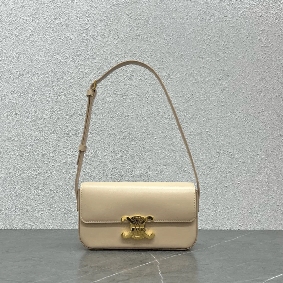 Celine Triomphe Handbag Milky White Smooth Leather 20x12cm product view 1