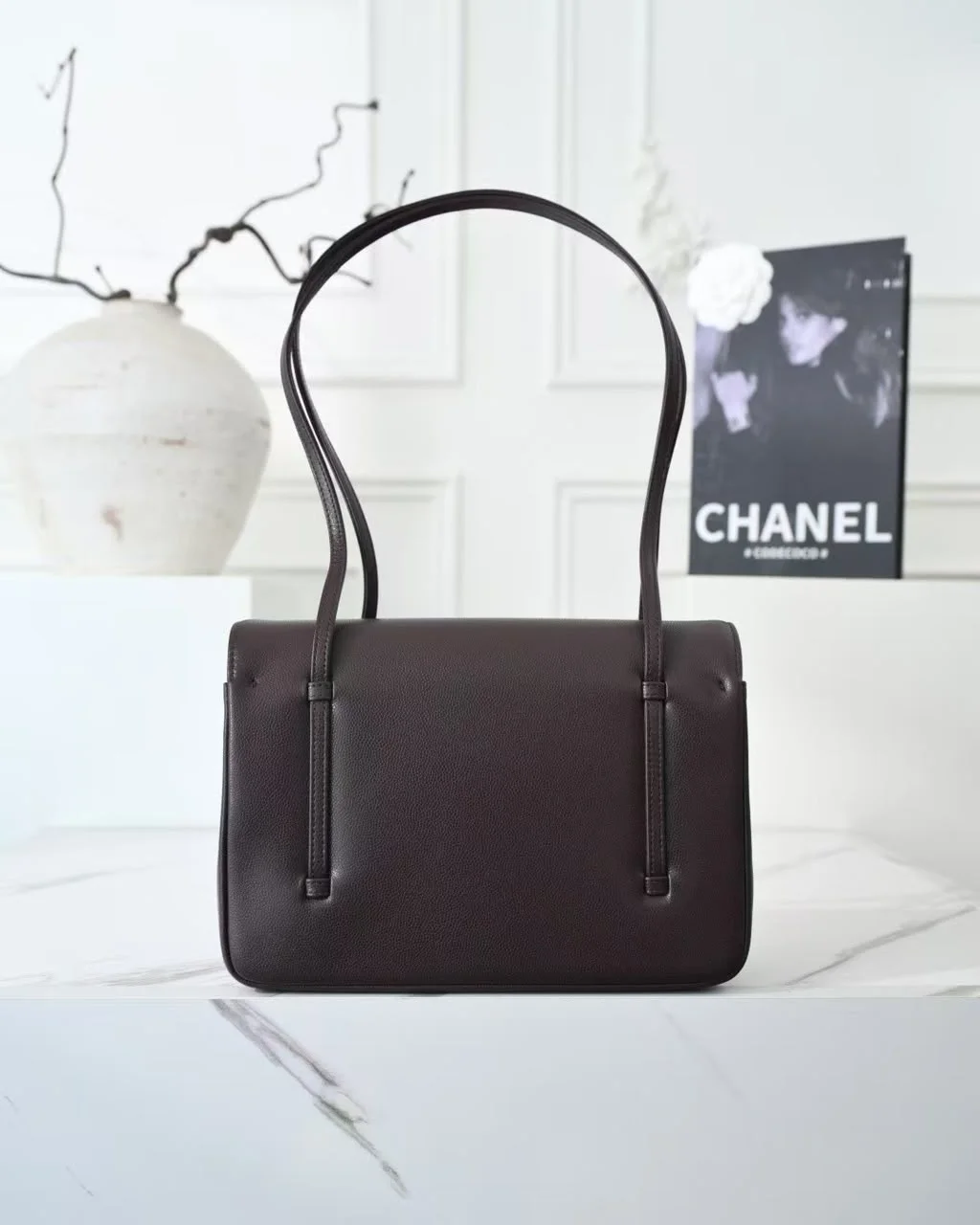 Chanel Preppy Coco Small Flap Bag in dark brown product view 4