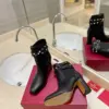 Valentino Women Black Leather Studded Ankle Boots — Studded Cuff product view 6
