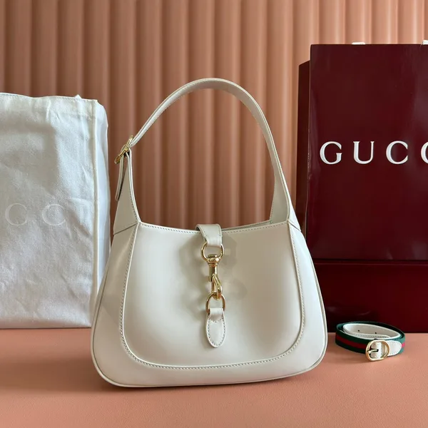 Gucci Jackie Small Shoulder Bag 27 In White Calfskin Gold Hardware product photo