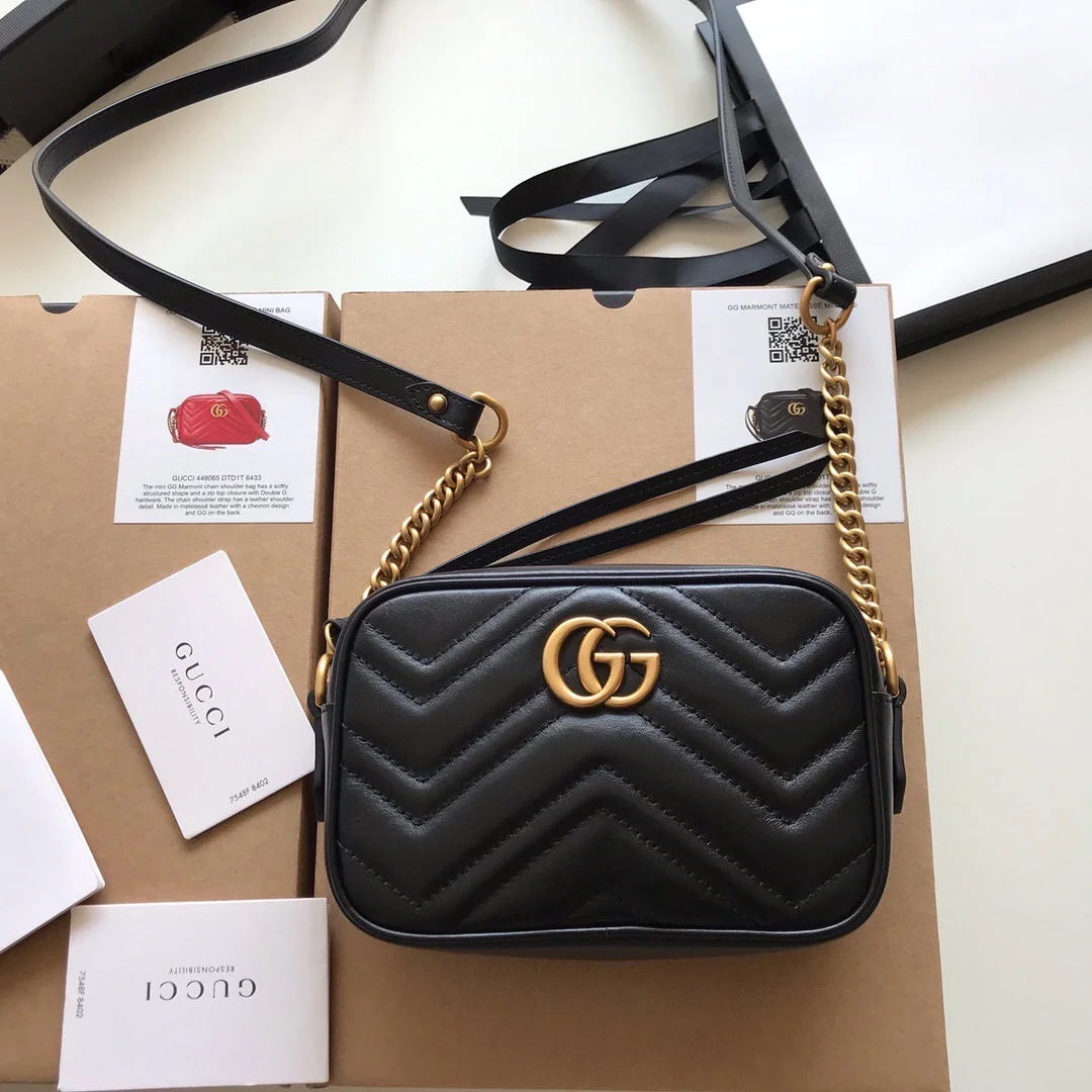 Gucci Calfskin Matelasse Mini GG Marmont Chain Shoulder Bag product view 3