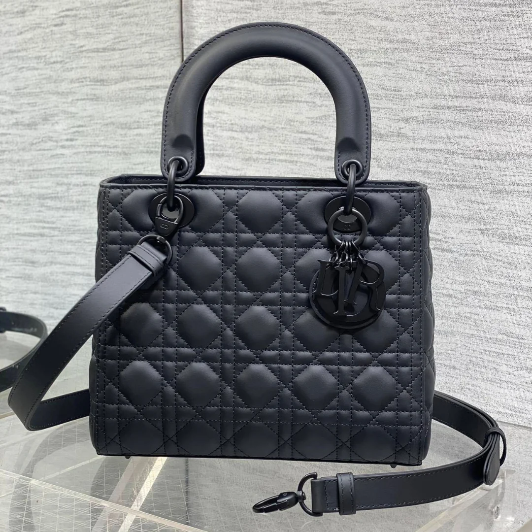 Dior Medium Lady Bag in Matte Black product view 1