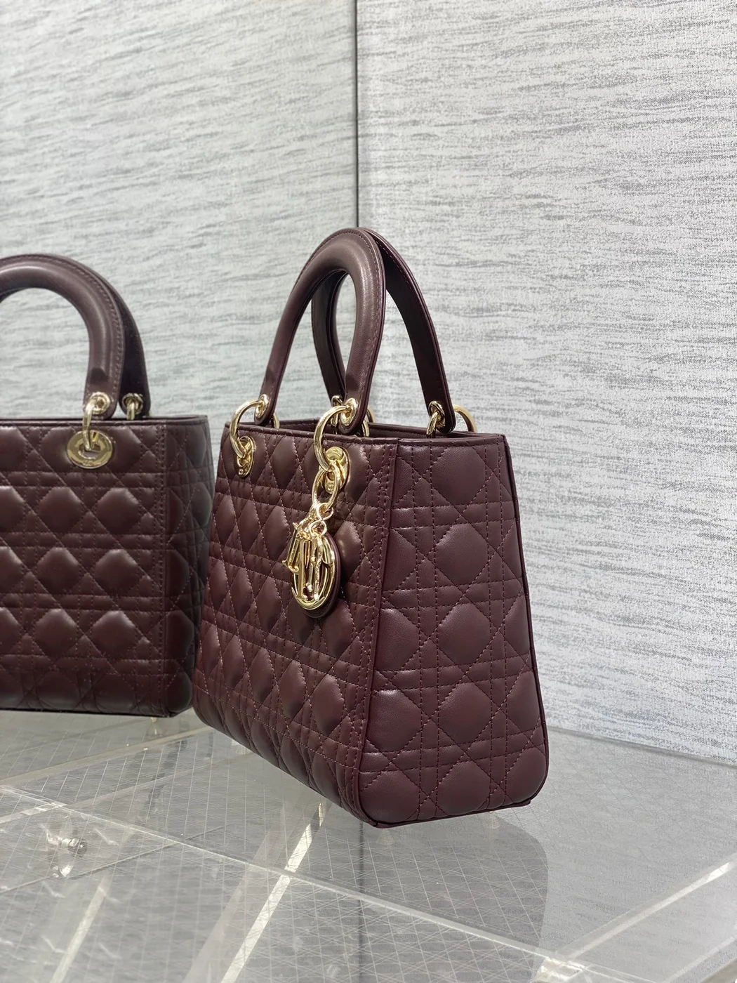 Dior Small Lady Dior bag in Burgundy product view 5