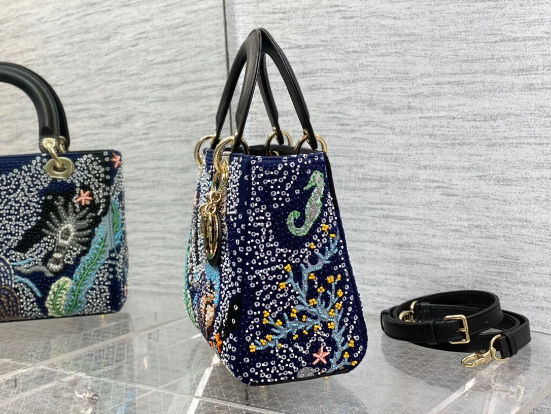 Dior Lady Handbag with Beaded Pattern 24 cm product view 6