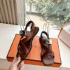 Hermès Women Brown Sandals — Buckle-Detail T-Strap product view 6