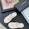Chanel Women White Leather Thong Sandals product view 6