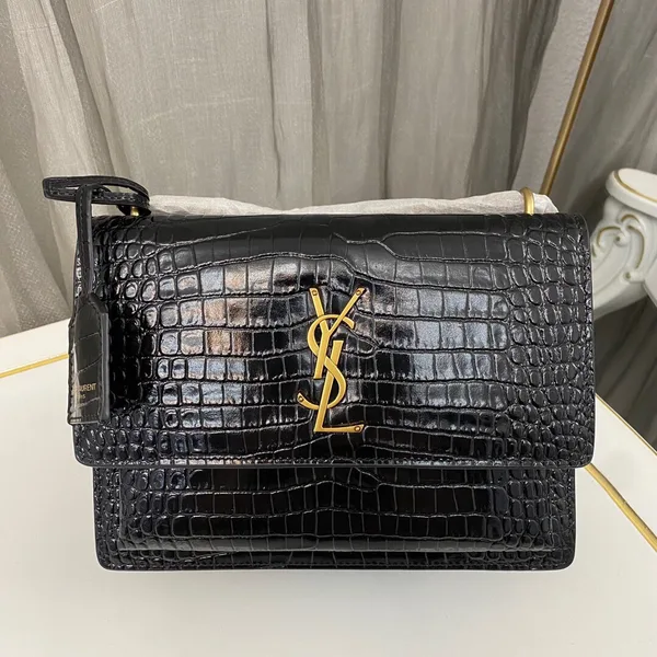 Saint Laurent Medium Sunset Bag Black Croc Pattern product photo