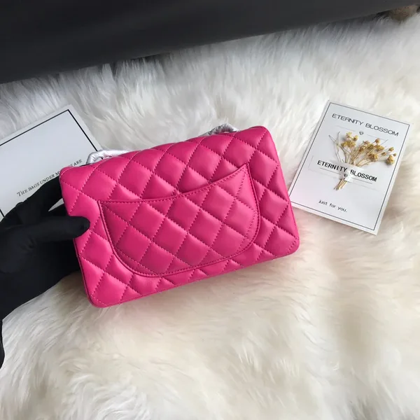 Chanel 20 Classic Small Double Flap Bag In Deep Pink Calfskin product view 7