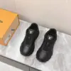 Louis Vuitton Women Black Leather Sneakers — Monogram Side Panels product view 4