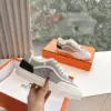 Hermès Women White Gray Mesh Canvas Sneakers product view 4