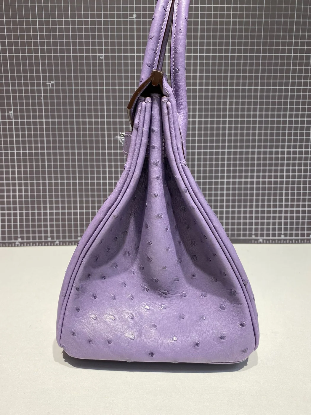 Hermès Birkin 30 cm Purple Ostrich Leather Silver Hardware Bag product view 4