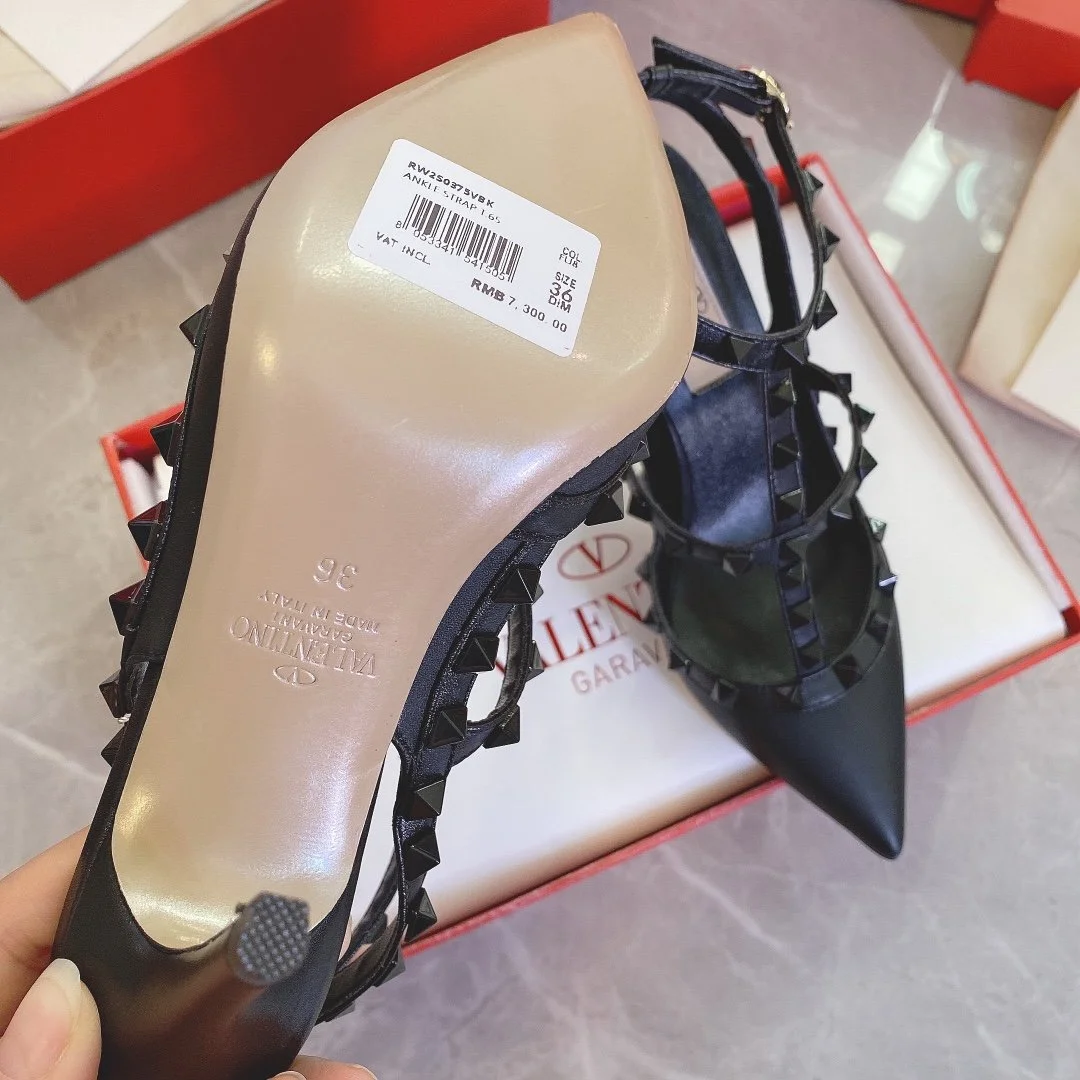 Valentino Women Black Leather Studded Heels product view 4
