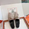 Hermès Women Beige Suede Mules — Metal-Bar Loafer Style product view 4