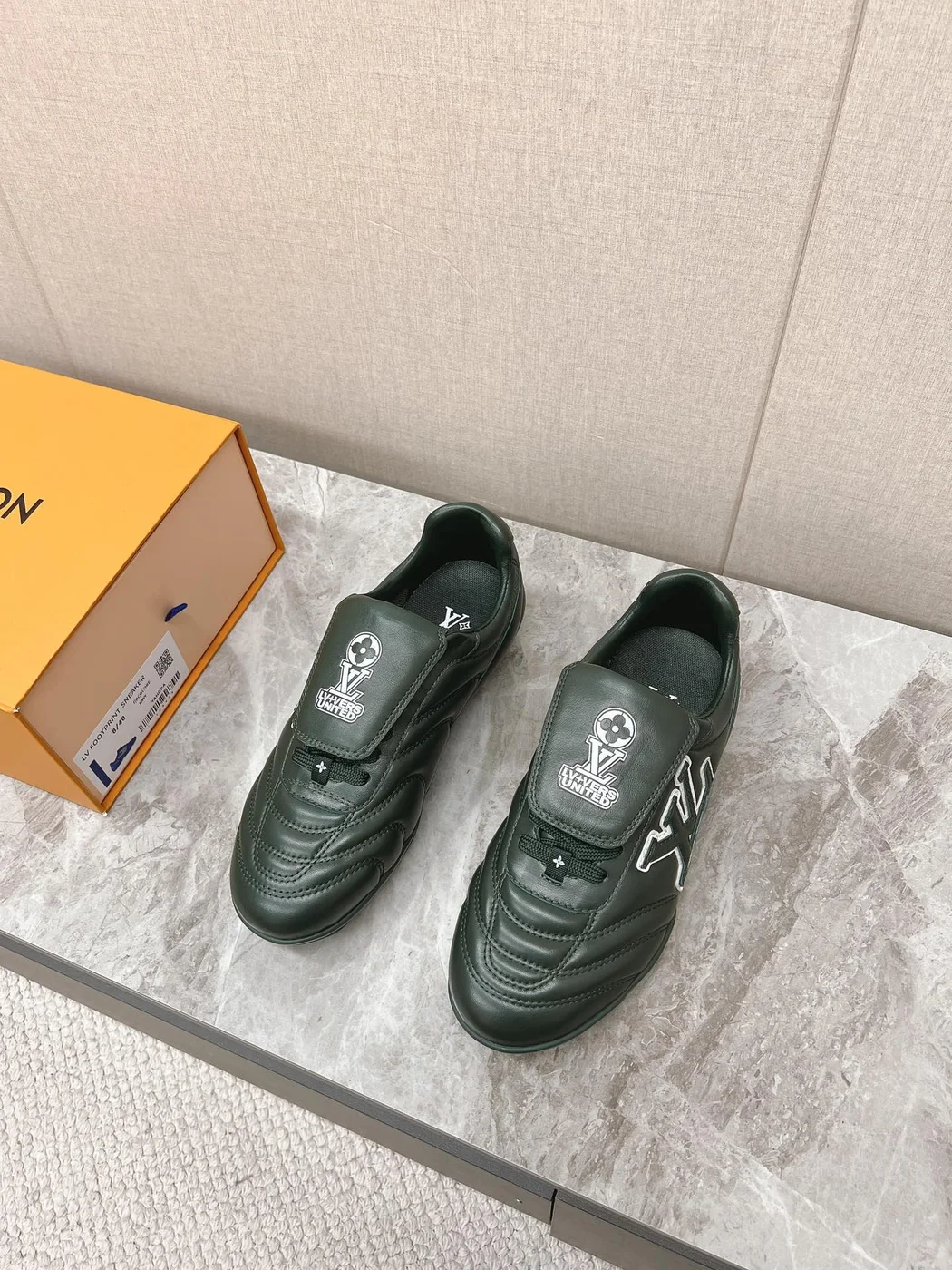 Louis Vuitton Women Dark Green Leather Sneakers product view 4