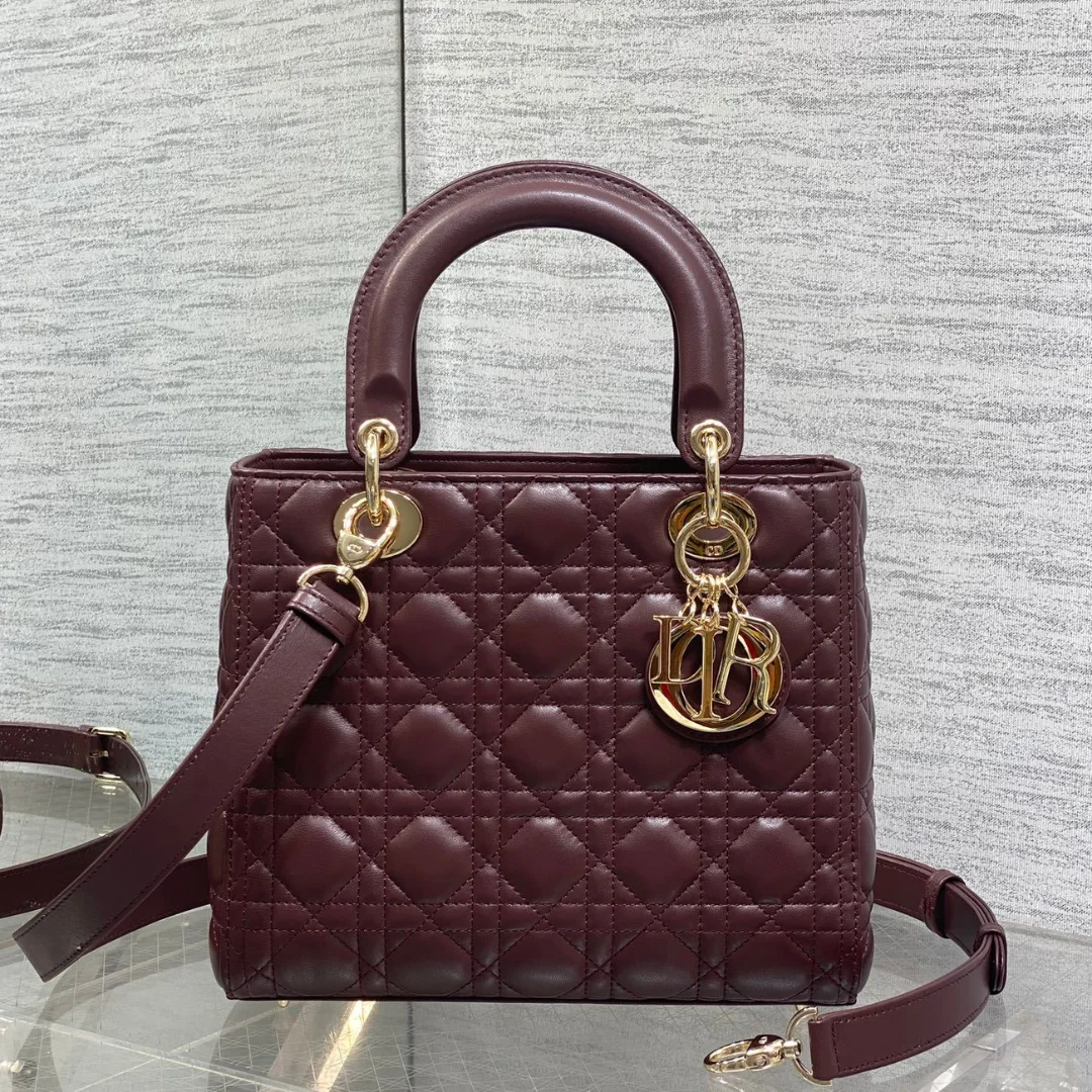 Dior Small Lady Dior bag in Burgundy product view 1