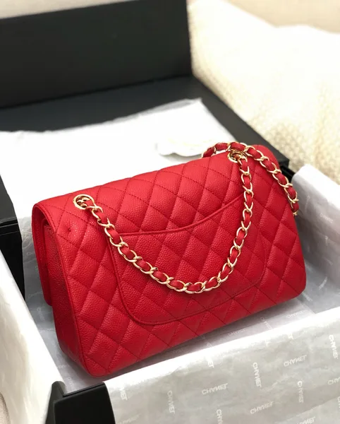 Chanel Flap Bag Medium 25 cm Red Caviar Gold Hardware product view 4