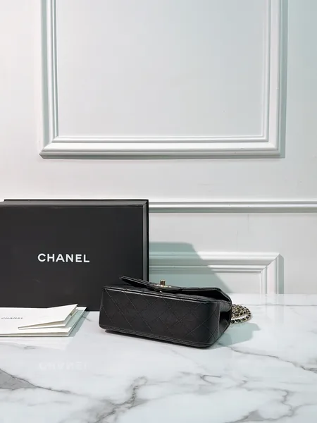 Chanel Classic Flap Top Handle Black Silver Hardware Bag product view 4