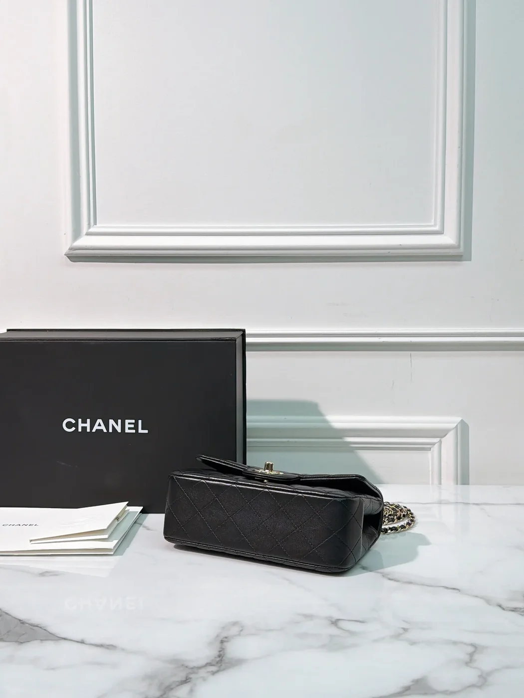 Chanel Classic Flap Top Handle Black Silver Hardware Bag product view 4
