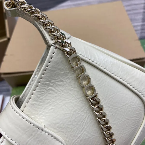 Gucci Jackie Notte Mini Bag 19 In White Cracked Lacquer Calfskin Gold Hardware product view 5