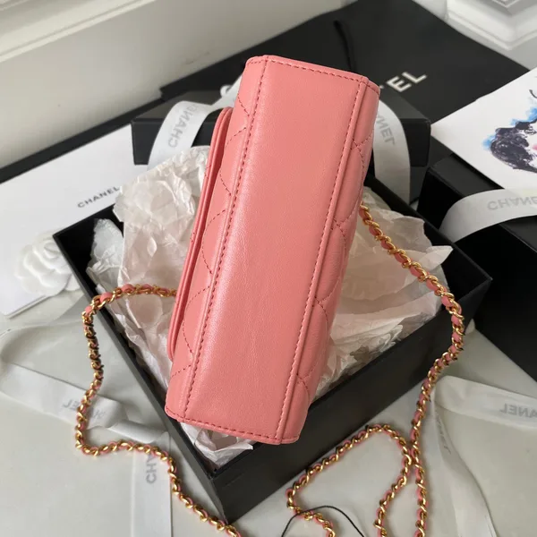 Chanel Woc Pink Handbags With Pearl Handle .5×14.5×5.5 cm product view 2