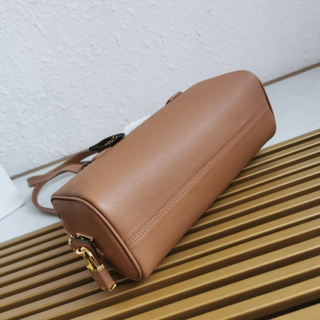 Prada Caramel Medium leather top-handle bag with padlock product view 3