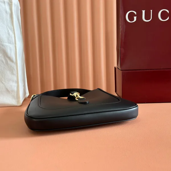 Gucci Jackie Small Shoulder Bag 27 In Black Calfskin Gold Hardware product view 4