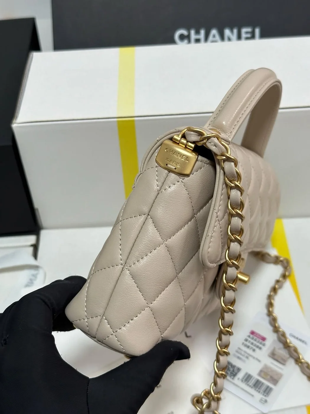 Chanel Beige Leather Small Top Handle Flap Bag product view 4