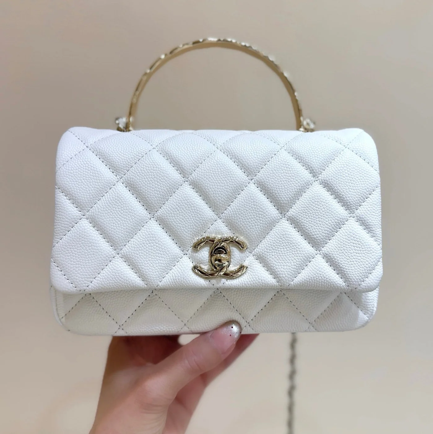 Chanel Nano Coco White Handle bag Gold Hardware product view 1