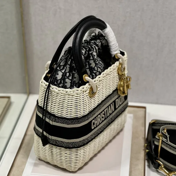 Dior Lady Wicker Bag — Black Trim product view 3