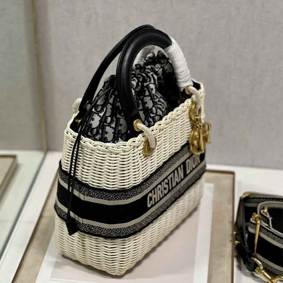 Dior Lady Wicker Bag — Black Trim product view 3