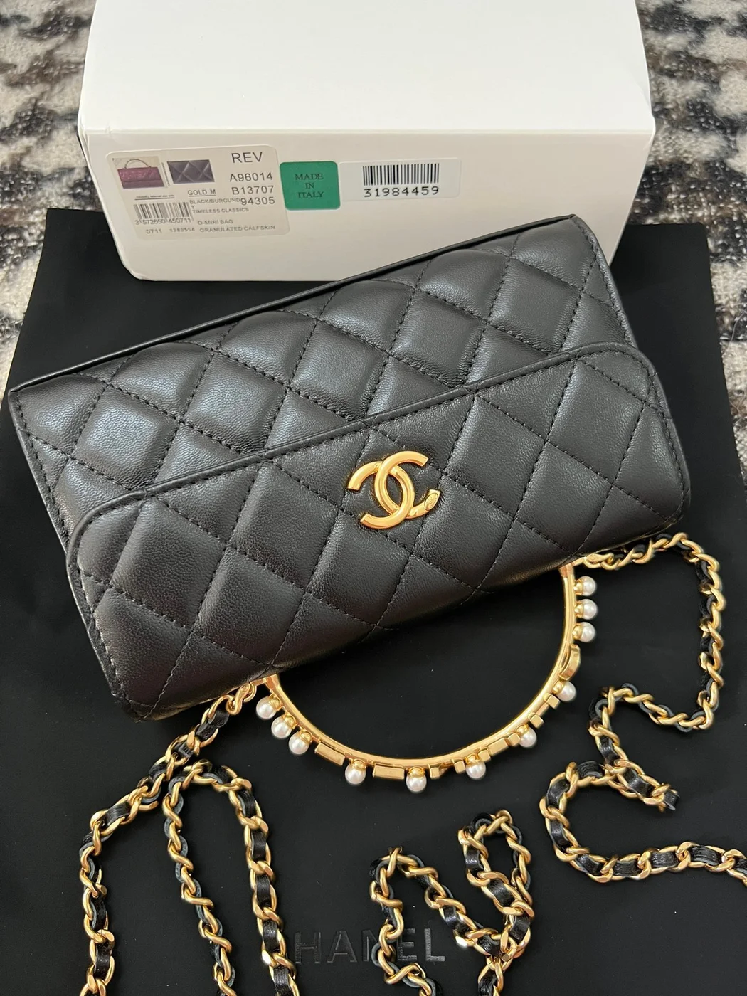 Chanel Woc Black Handbags Pearl Handle Plated Lock Gold 19 cm product view 9