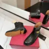 Valentino Women Black Leather Ankle Boots — Low-Heel Chain-Cuff Style product view 2