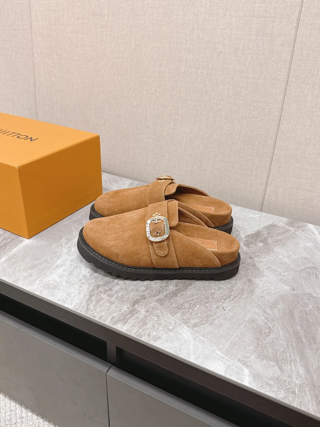 Louis Vuitton Women Brown Suede Mules product view 5