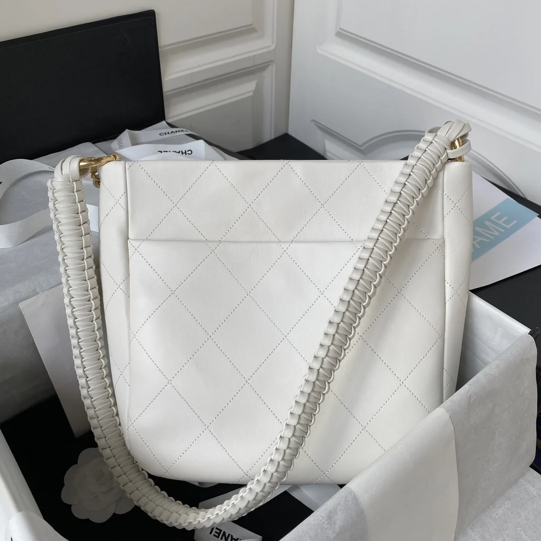 Chanel Calfskin Hobo Bag White/Black product view 3