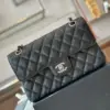 Chanel Classic Handbags Woman’s Black Leather Lock Silver 23 cm product view 2