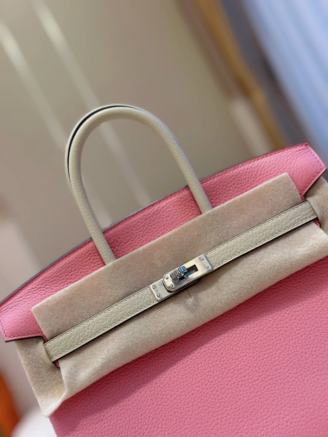 Hermès Birkin 25 Pink/Beige Customize Palladium Hardware Bag product view 6